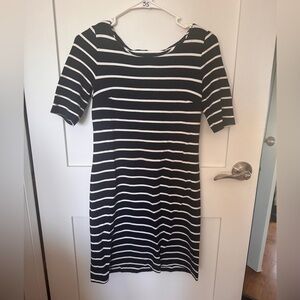 Blue and white striped dress